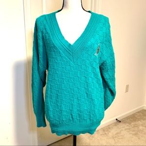 Vintage SCOTTISH ISLE By Bernette Oversized V-Neck Men’s Sweater—SZ. Med…